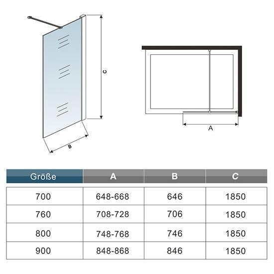 Mamparas de ducha Frontales Puerta fijo Cristal 6mm Antical