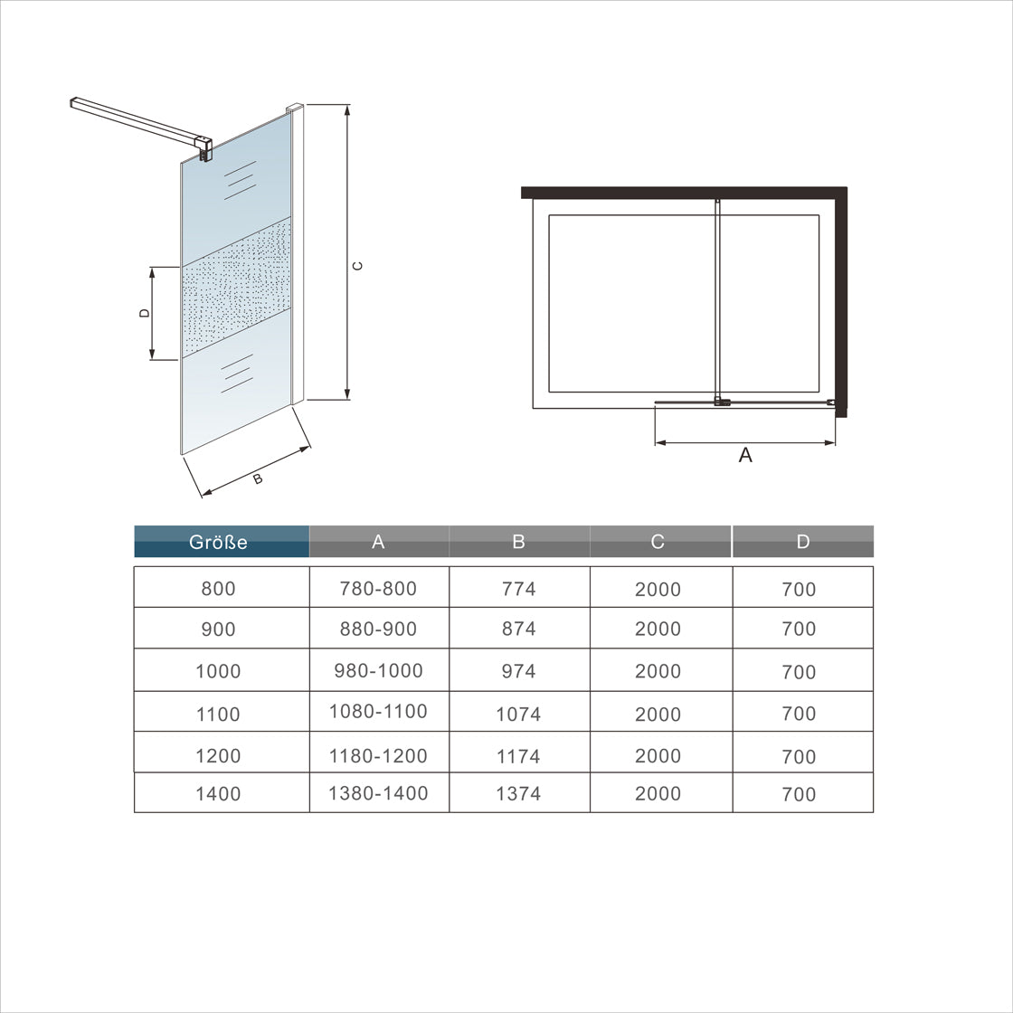 liquidacion Mamparas de Ducha Pantalla Panel Fijo 8mm Esmeriado Antical + Barra de soporte