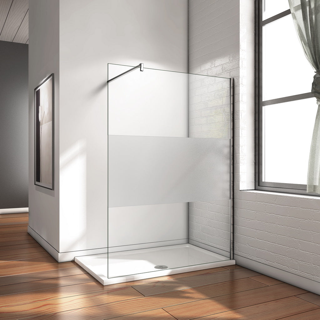 Mamparas ducha Panel Pantalla Fija vidrio esmerilado 10mm templado para baño
