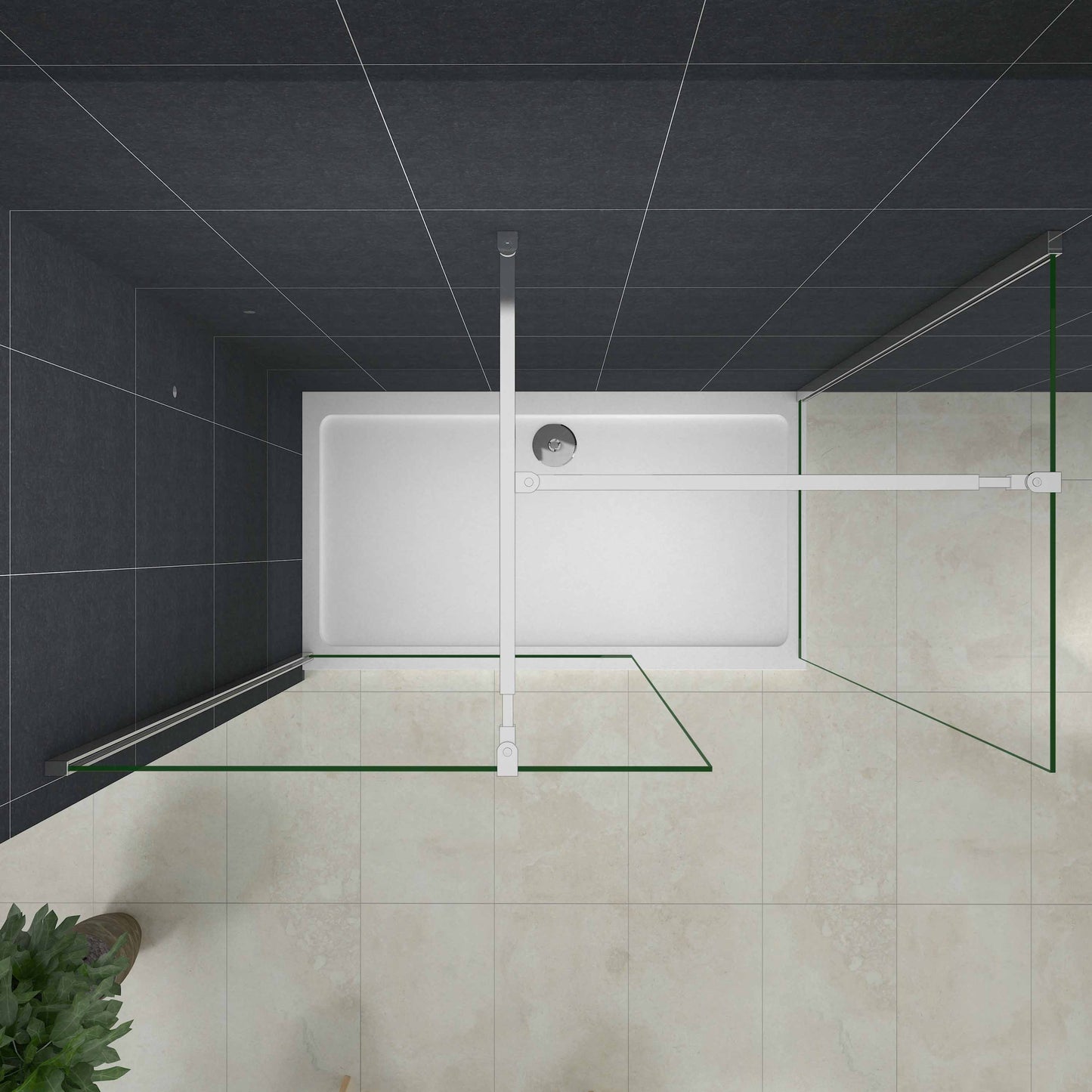 Mamparas de Ducha de dos Pantalla Panel Fijo 8mm Antical - Barra 73-120cm