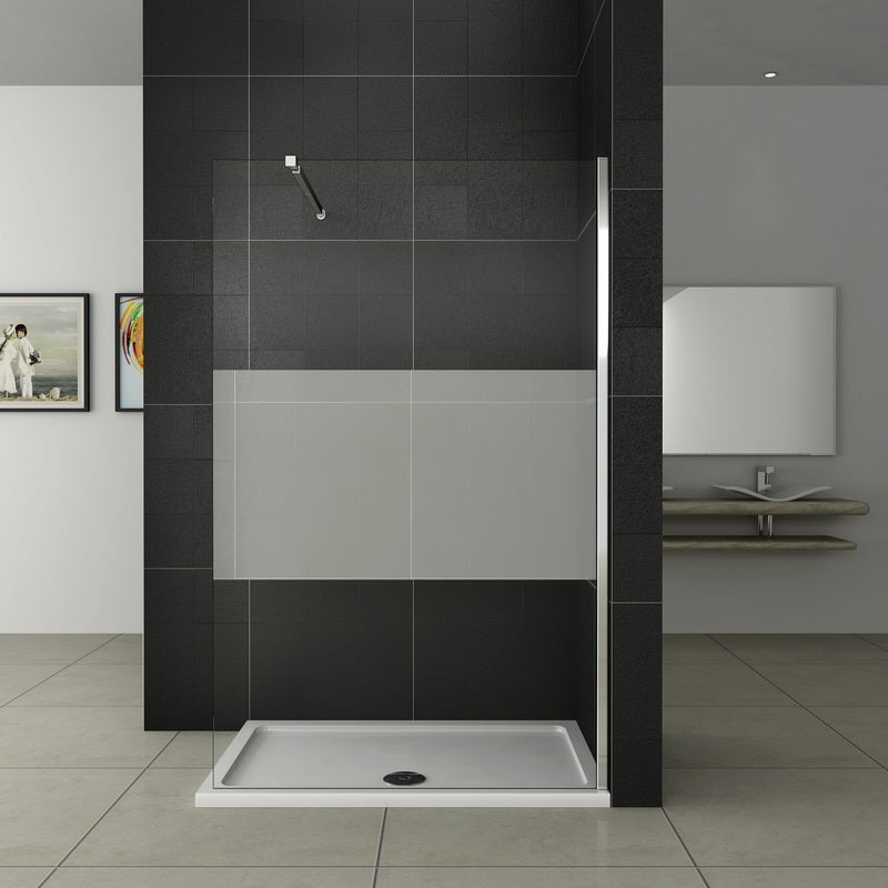 Mamparas ducha Panel Pantalla Fija vidrio esmerilado 10mm templado para baño 140x200cm 70-120cm