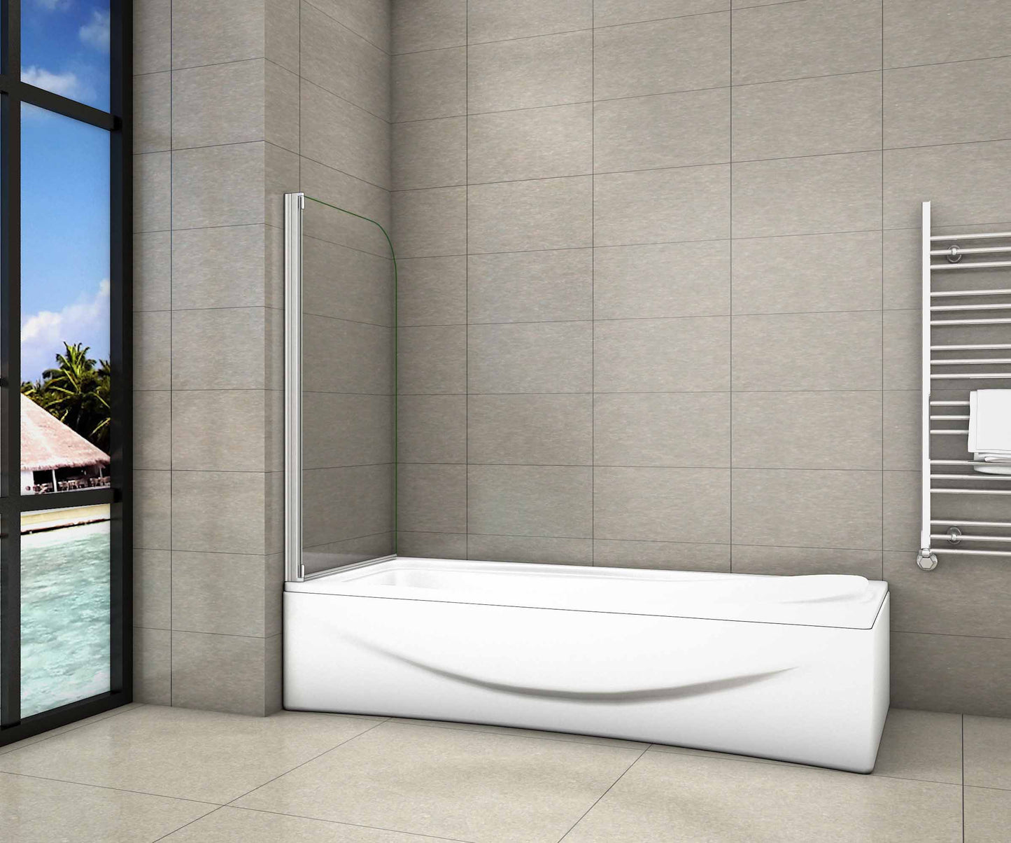 Mampara de Bañera Abatible Giratorio 4mm Perfil Gris Mate - 1 Hoja Abatible