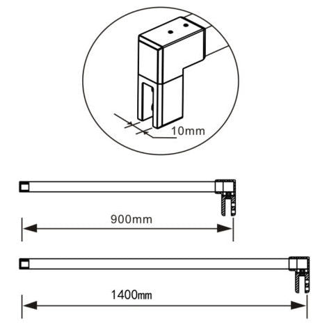 Barra de soporte 140 cm para Panel de ducha Mamparas de baño