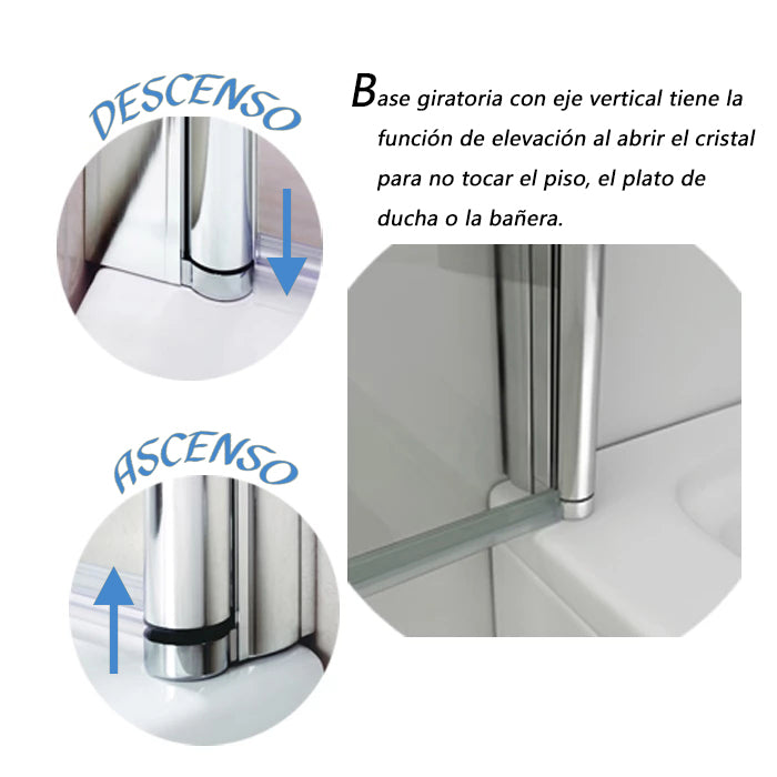 Mampara de baño con Panel pivotante de 180°, Cristal Antical de 6 mm