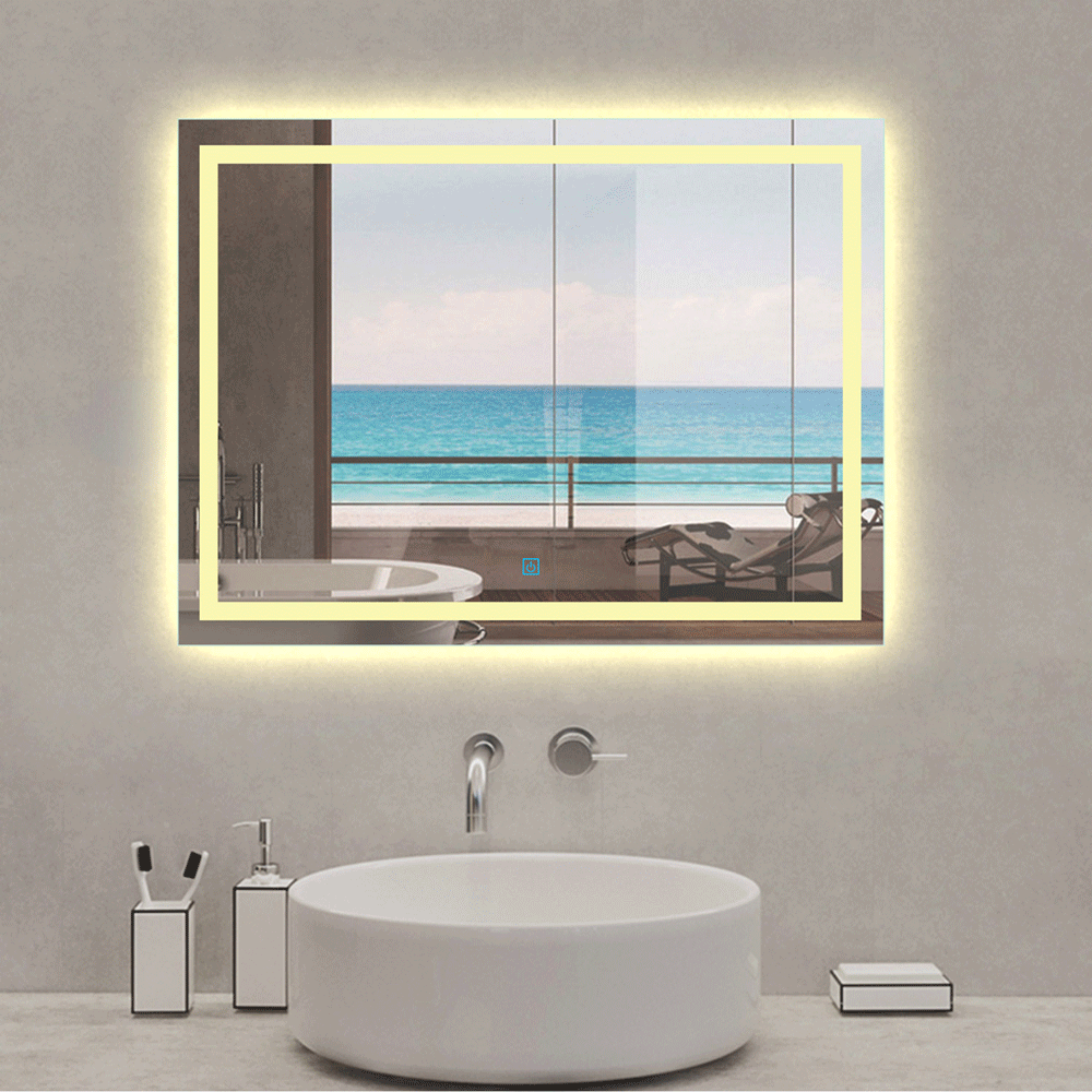 60x80cm Espejo con luz LED cálida Sensor táctil antiniebla