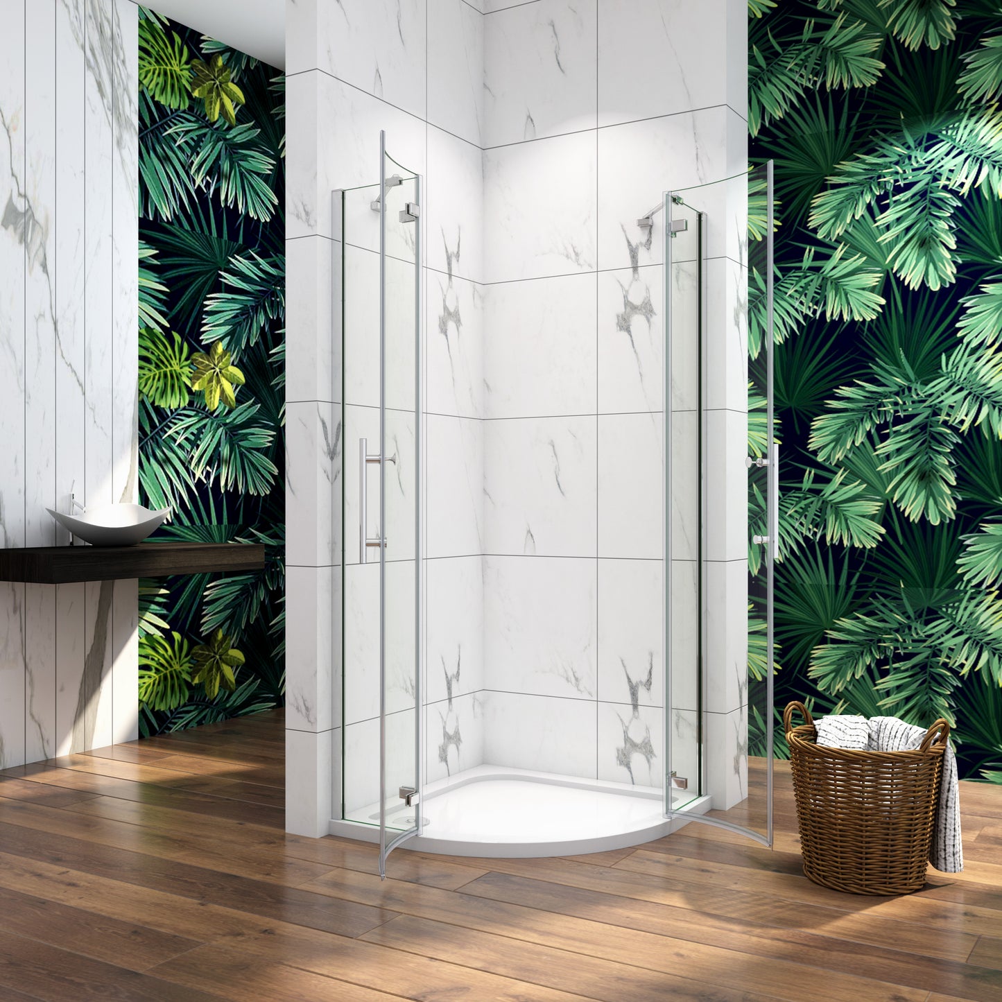 Cabina de ducha semicircular mampara de baño 6mm ESG cristal diferentes tamaños
