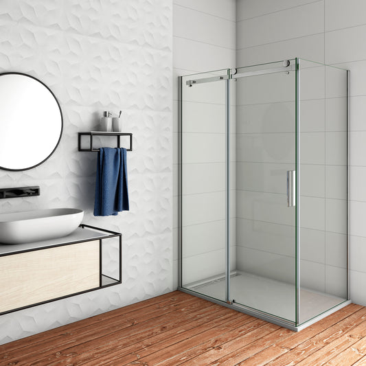 Mamparas de Ducha Corredera Elegante 6mm con Panel lateral
