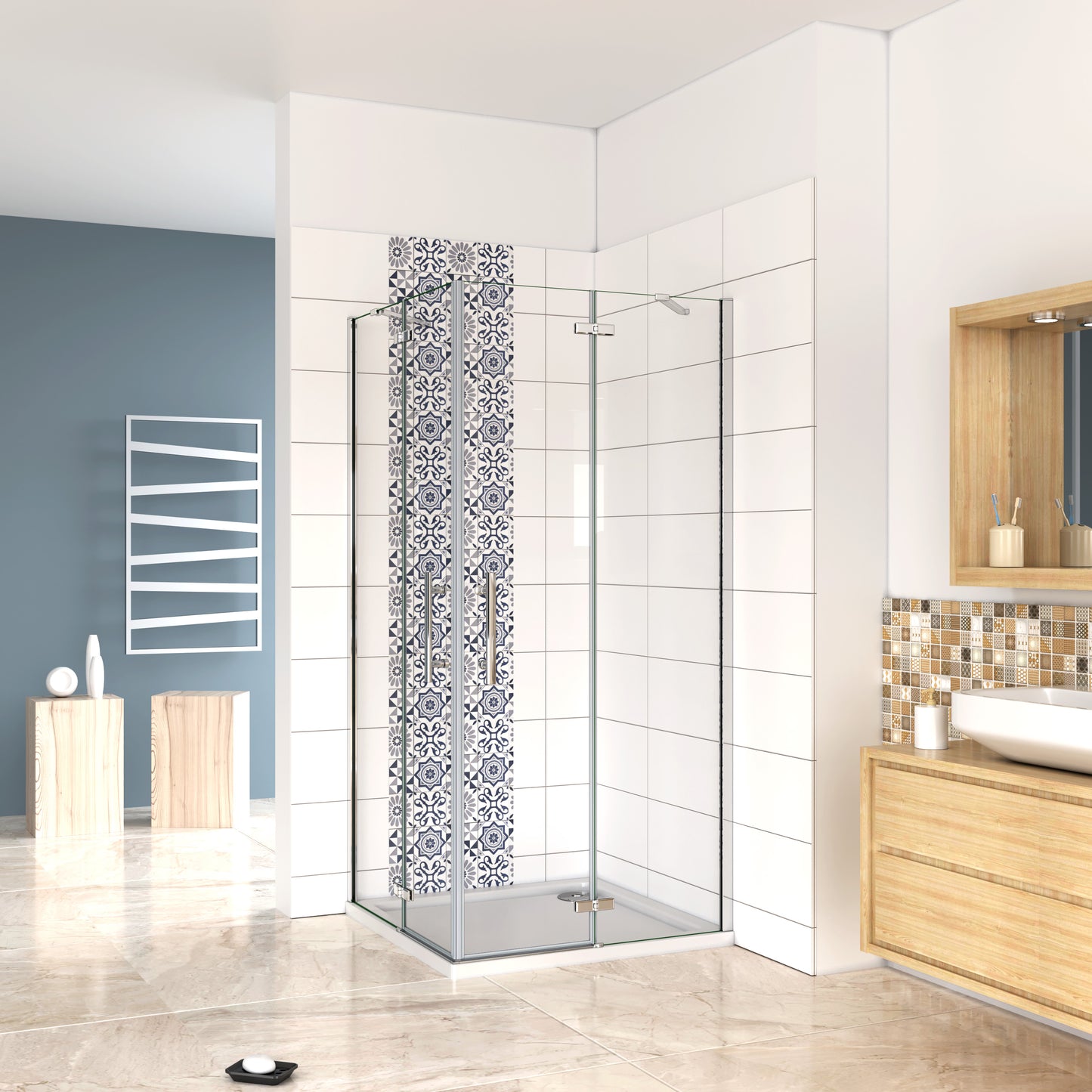 Mamparas Cabina de Ducha cristal 6 mm Puerta Abatible de Baño