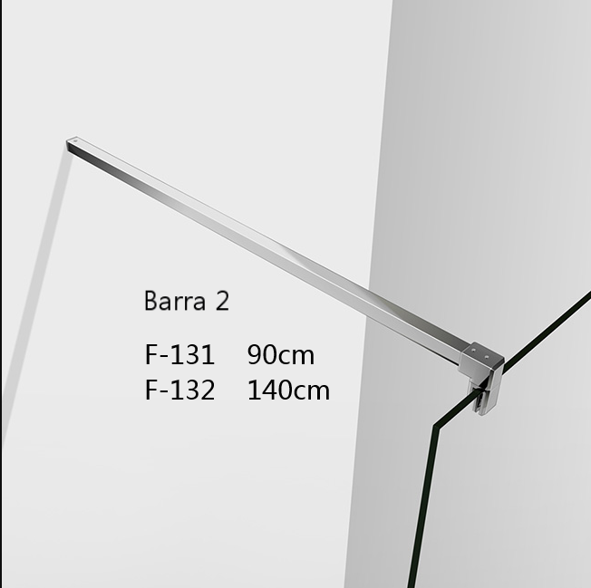 Mampara de Ducha 8mm Frontal Panal Fijo 80/90/100 cm con Panel Abatible de 40 CM y barra de soporte ,vidrio antical de 8 mm