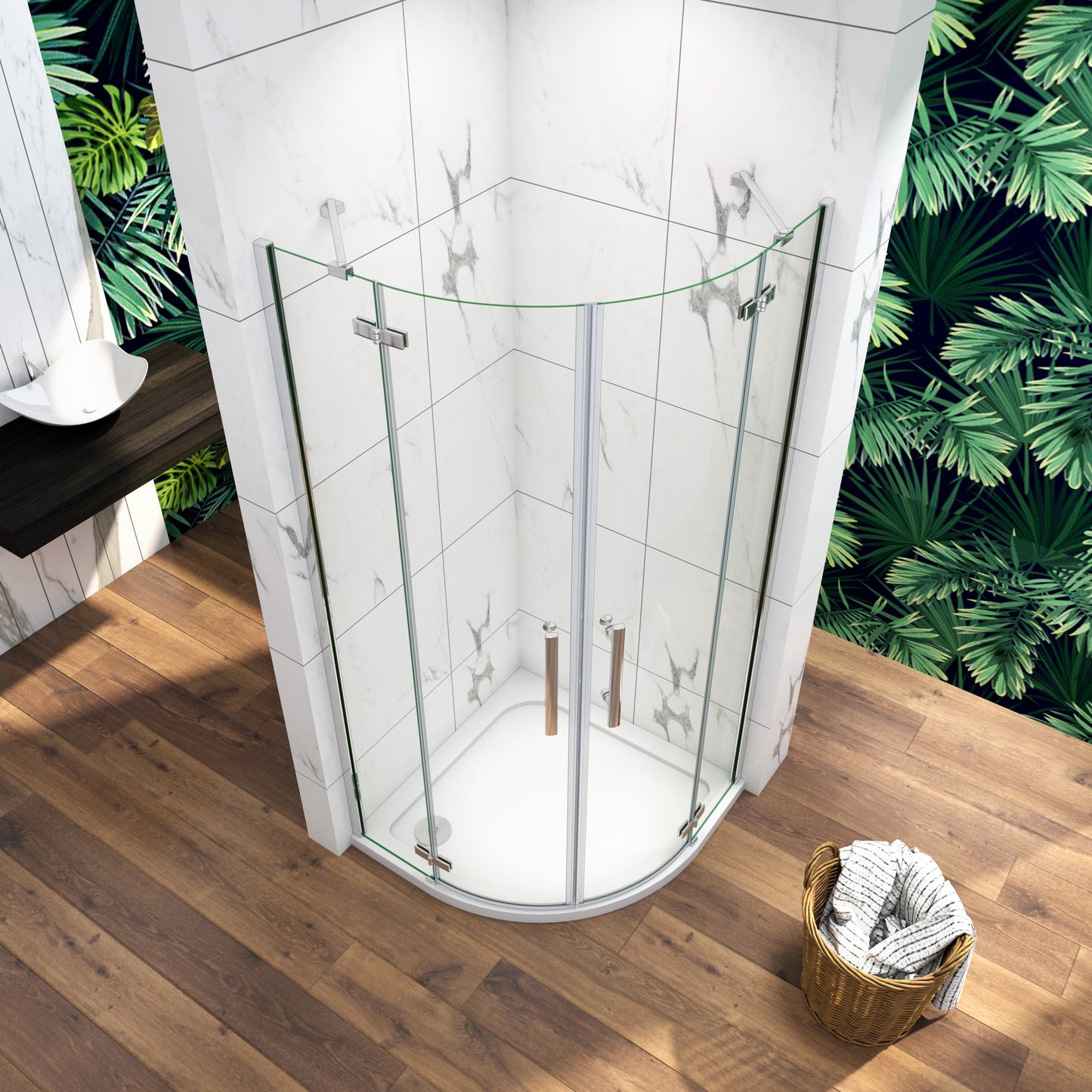 Cabina de ducha semicircular mampara de baño 6mm ESG cristal diferentes tamaños
