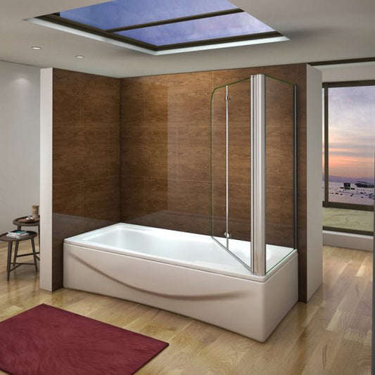Mamparas Bañera Cristal 6mm Plegable con Panel Fijo Easyclean
