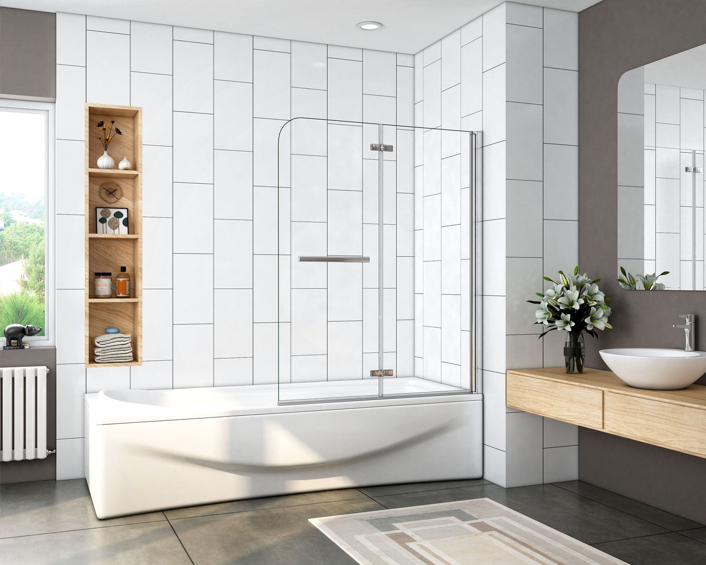 Mampara de Bañera Plegable con Bisagra Cristal Antical 6mm