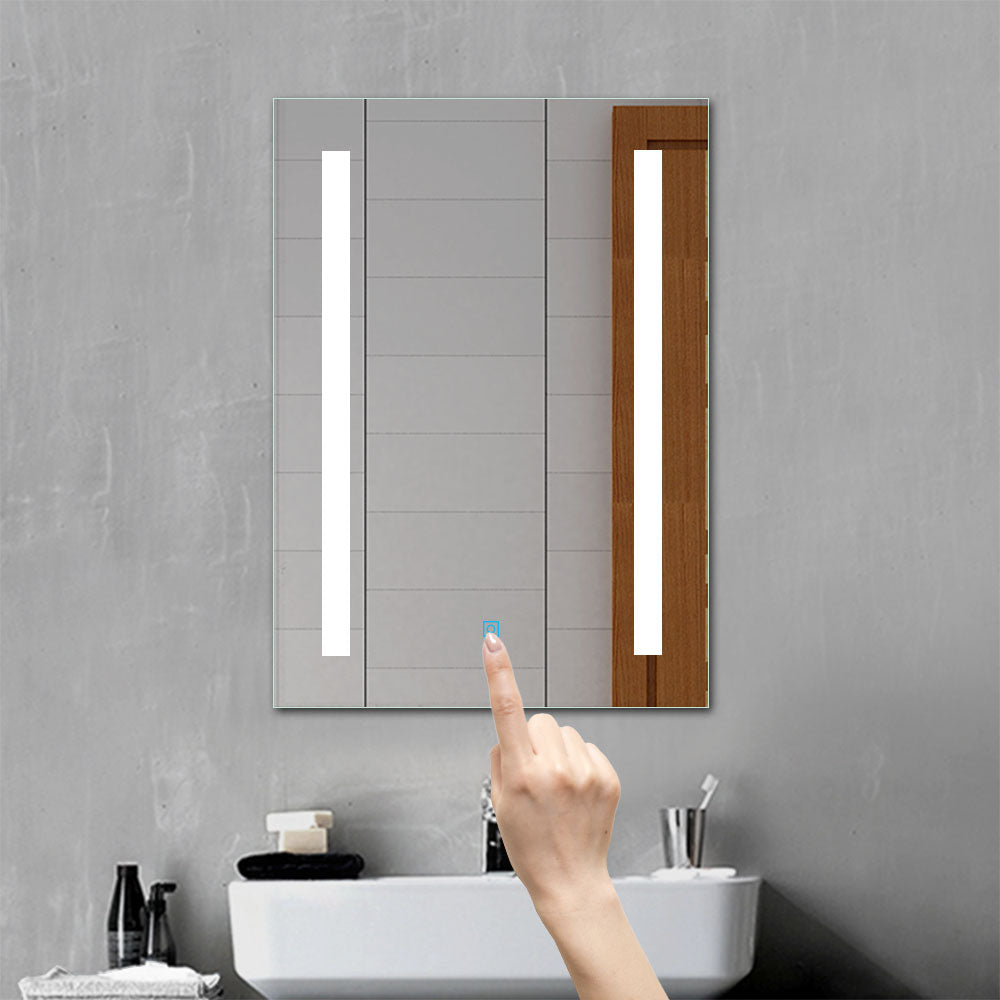 Espejo con luz LED para baño con antivaho / táctil / vertical / luz blanca