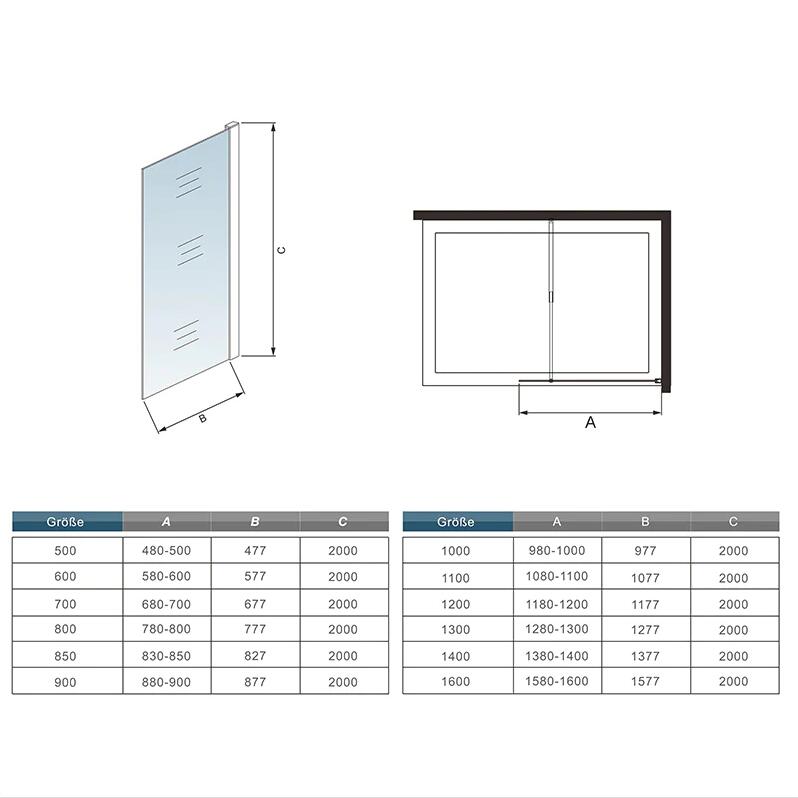 liquidacion 200cm Mamparas de Ducha Pantalla Panel Fijo Perfil Cromado Cristal Antical 10mm