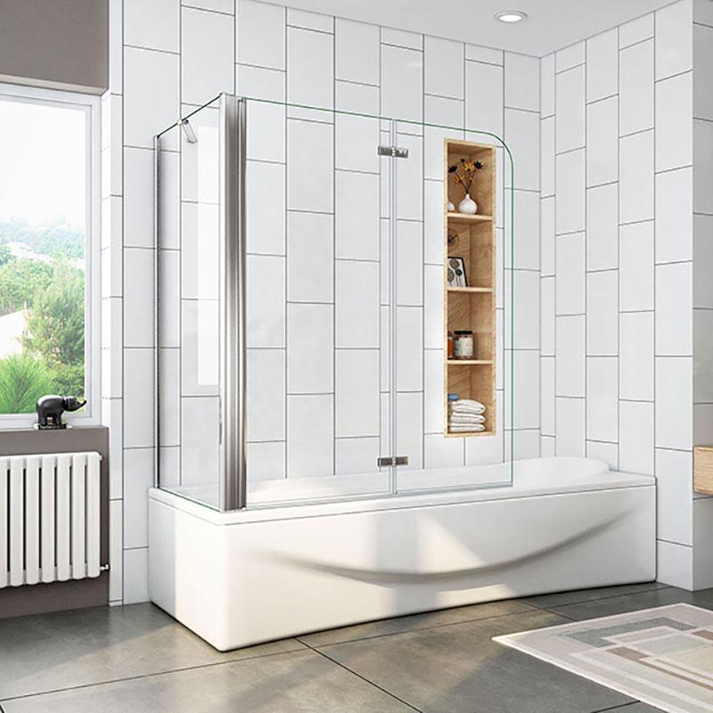 Mamparas de Bañera Cristal Plegable 2 Hojas Pivotante 6mm Antical Con Pantalla Fija