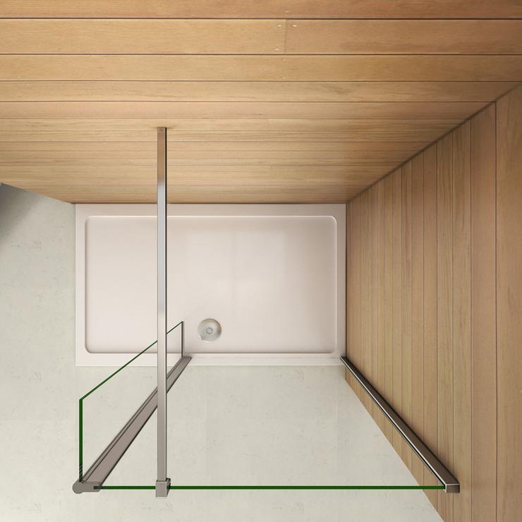 Mamparas de Ducha Panel Fijo con Lateral Abatible 30cm, Cristal Esmerilado Antical 8mm con Barra