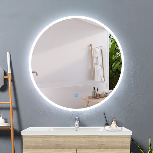 Aica Espejo redondo de baño LED 90/100/120cm,antivaho,interruptor táctil