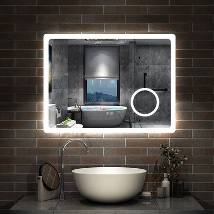 Aica Espejo de baño LED,Bluetooth,Espejo de aumento，Tricolor regulable