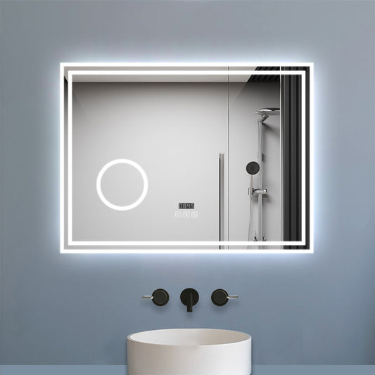 Aica Espejo de baño LED ,Reloj,Lupa,Bluetooth