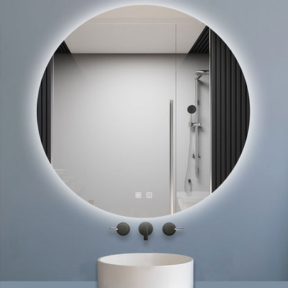 Espejo de baño redondo LED , antivaho, luz tricolor regulable, función memoria