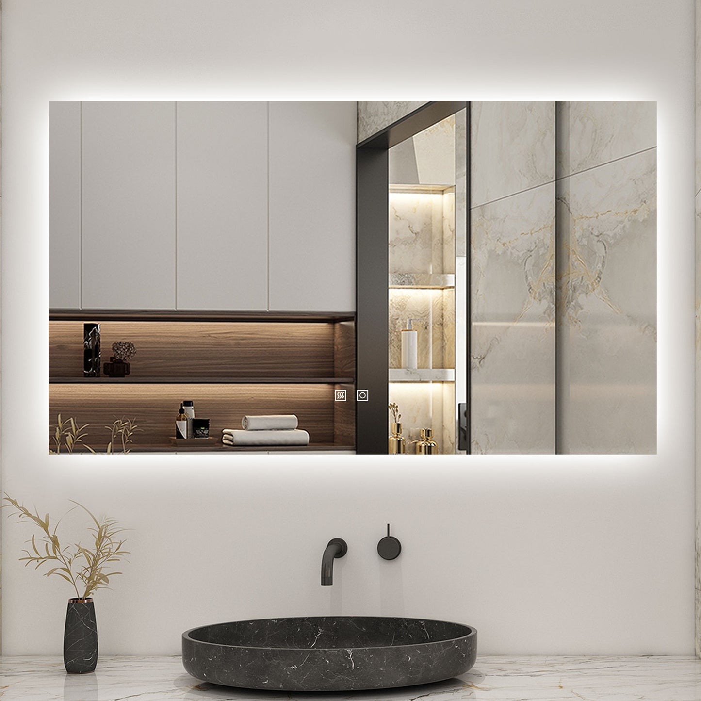 Espejo de baño LED , antivaho, temperatura de tres colores regulable, función memoria
