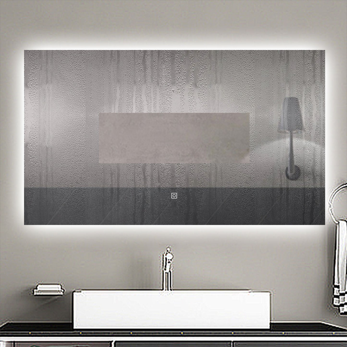 Espejo de baño LED , antivaho, brillo regulable, función memoria