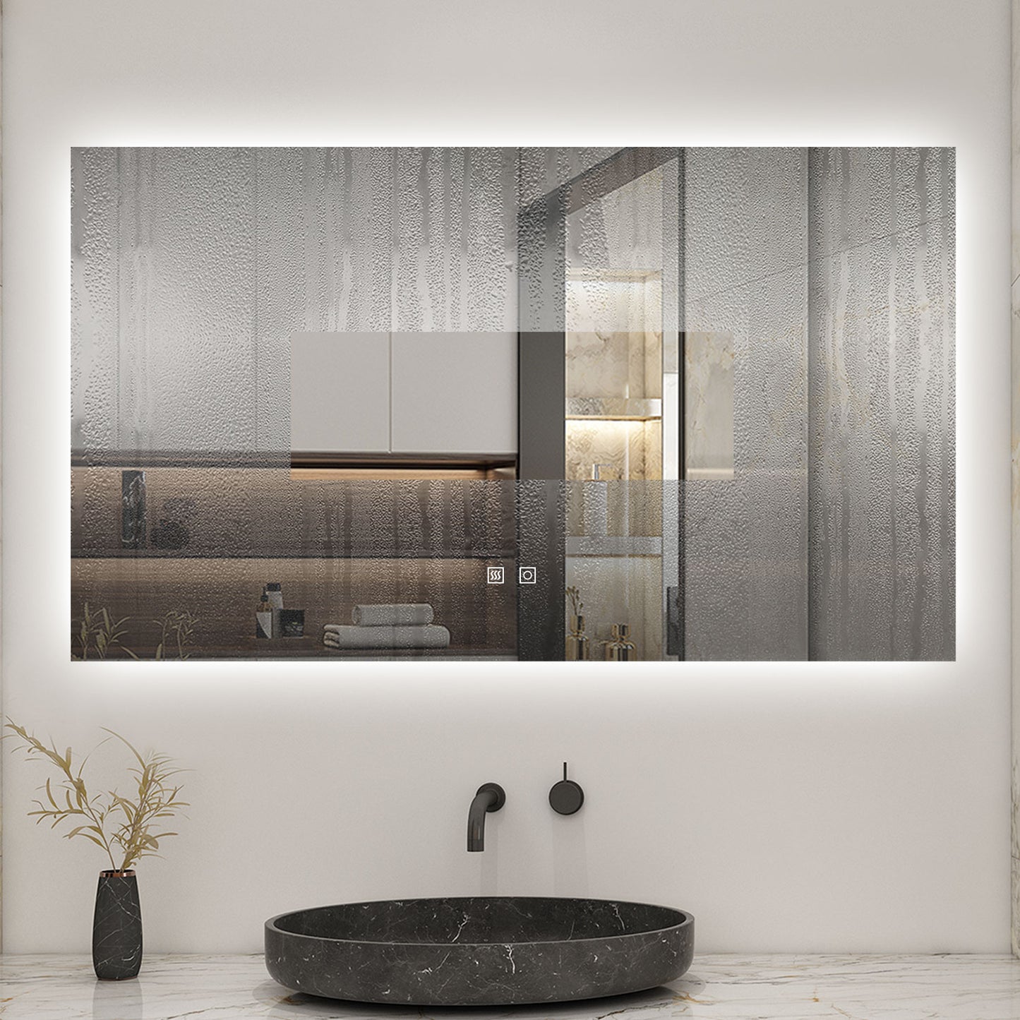 Espejo de baño LED , antivaho, temperatura de tres colores regulable, función memoria