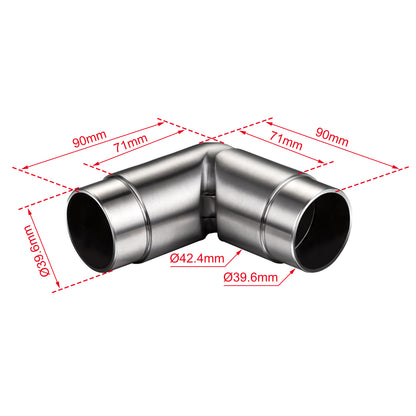 AICA Conector para pasamanos de acero inoxidable 304, Diámetro 42,2/42.4 mm, Plata/Negro, utilizado para conectar múltiples secciones de pasamanos