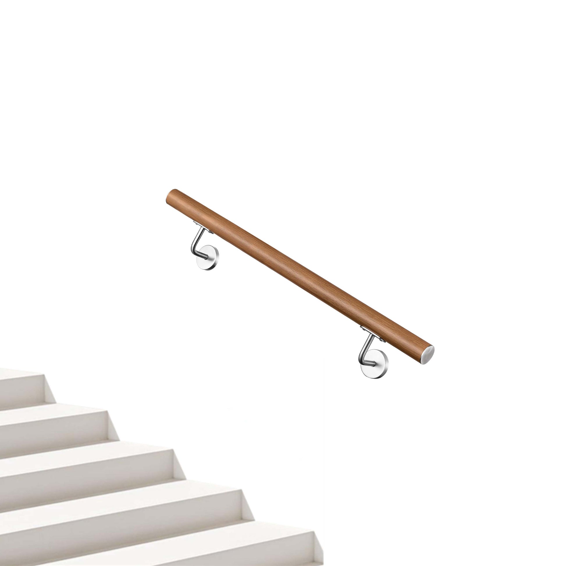 AICA Pasamanos de acero inoxidable 304 cepillado, 80/100/120/150/180/200/220/240 cm, Interior y Exterior#Marrón