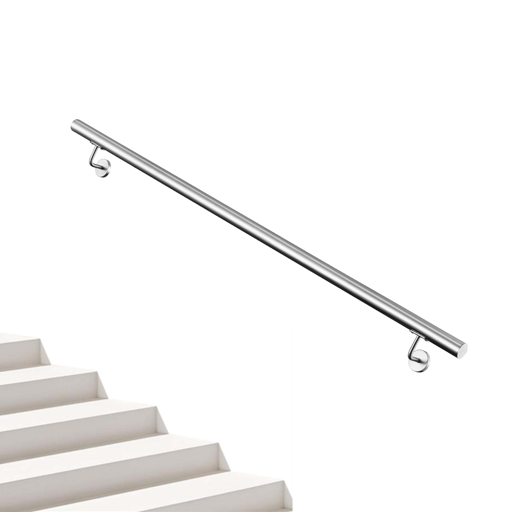 AICA Pasamanos de acero inoxidable 304 cepillado, 80/100/120/150/180/200/220/240 cm, Interior y Exterior#Plata