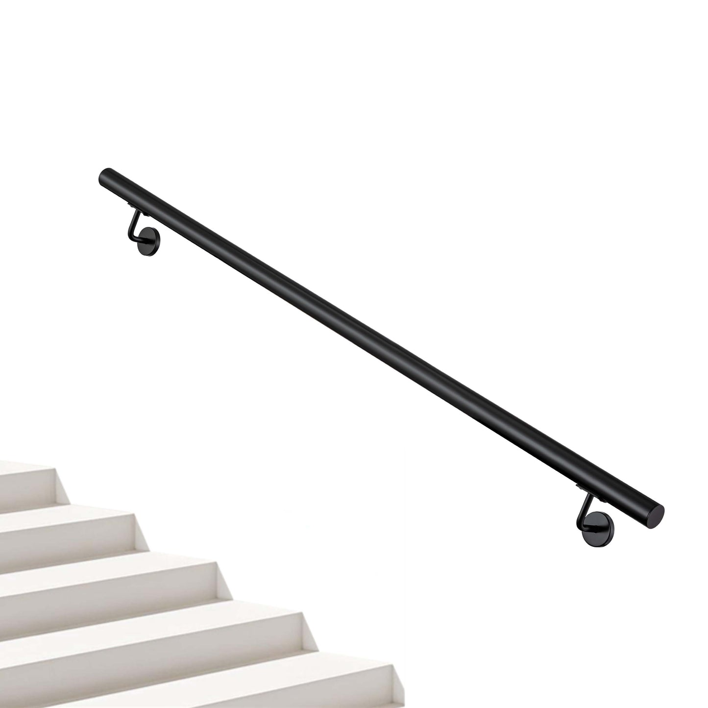 AICA Pasamanos de acero inoxidable 304 cepillado, 80/100/120/150/180/200/220/240 cm, Interior y Exterior#Negro