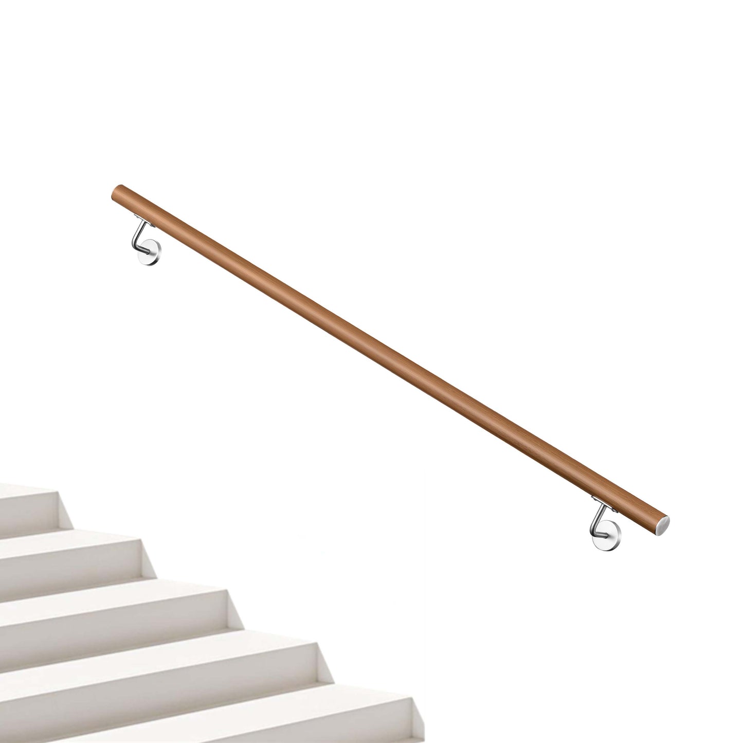 AICA Pasamanos de acero inoxidable 304 cepillado, 80/100/120/150/180/200/220/240 cm, Interior y Exterior#Marrón