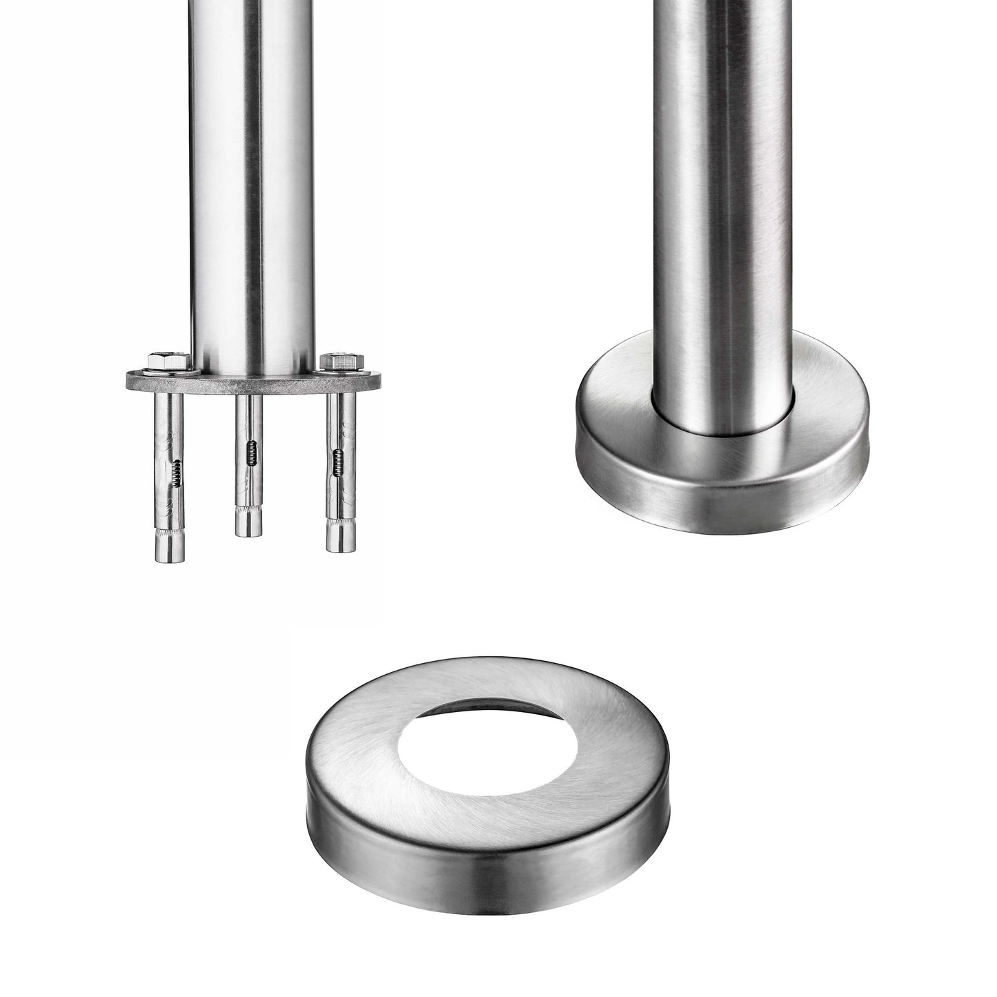 AICA Barandilla escalera de acero inoxidable 80/100/120/150/180/200/220/240 cm con 5 barras transversales para interior