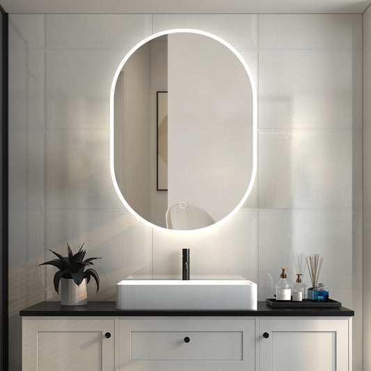 Espejo de baño Aica LED 50 x 100 cm, ovalado, función memoria, luz blanca 6000k