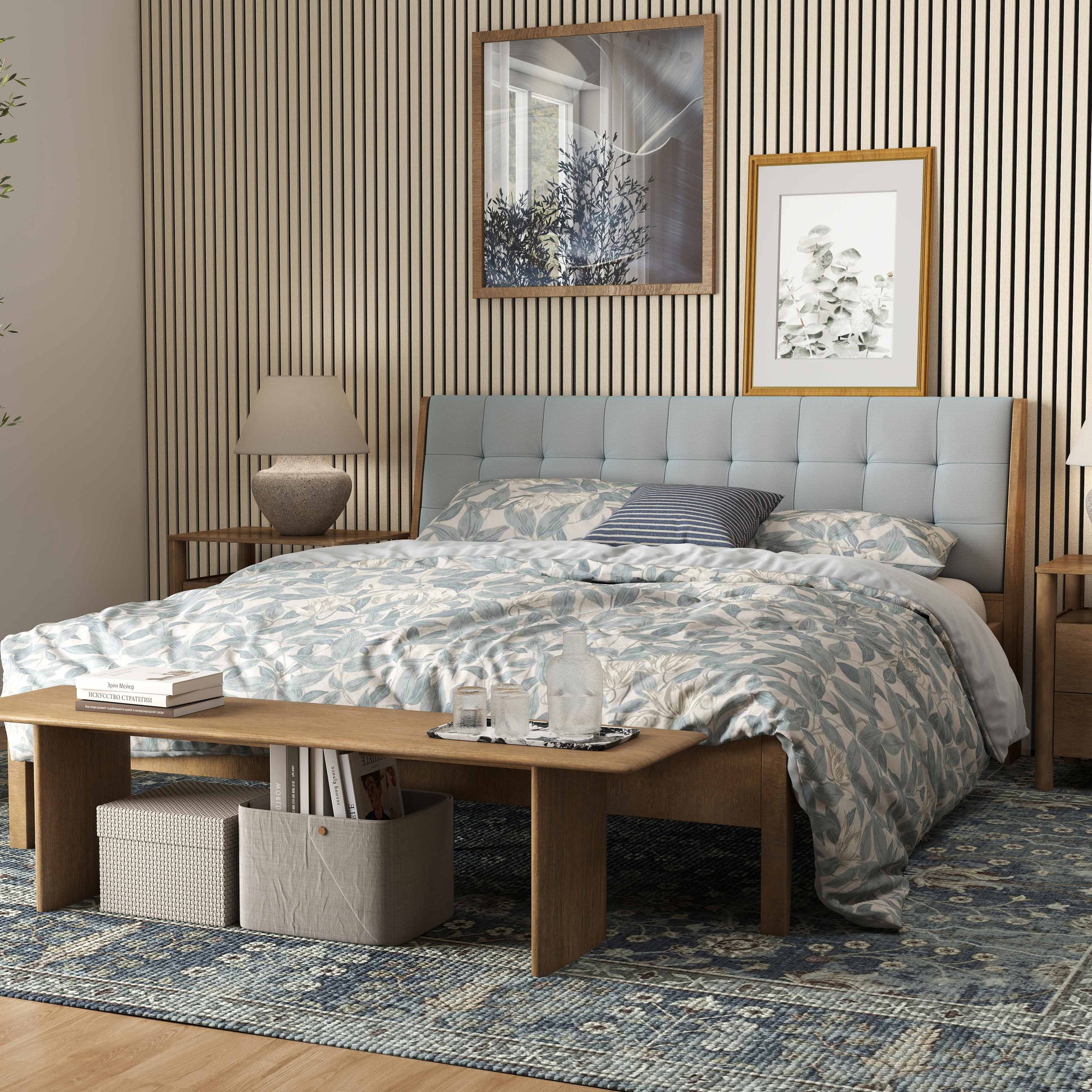 Paneles acústicos decorativos de MDF para paredes - Set de 2/3 Unidades - 240x60 cm - Color roble natural/claro/oscuro/nogal/gris claro