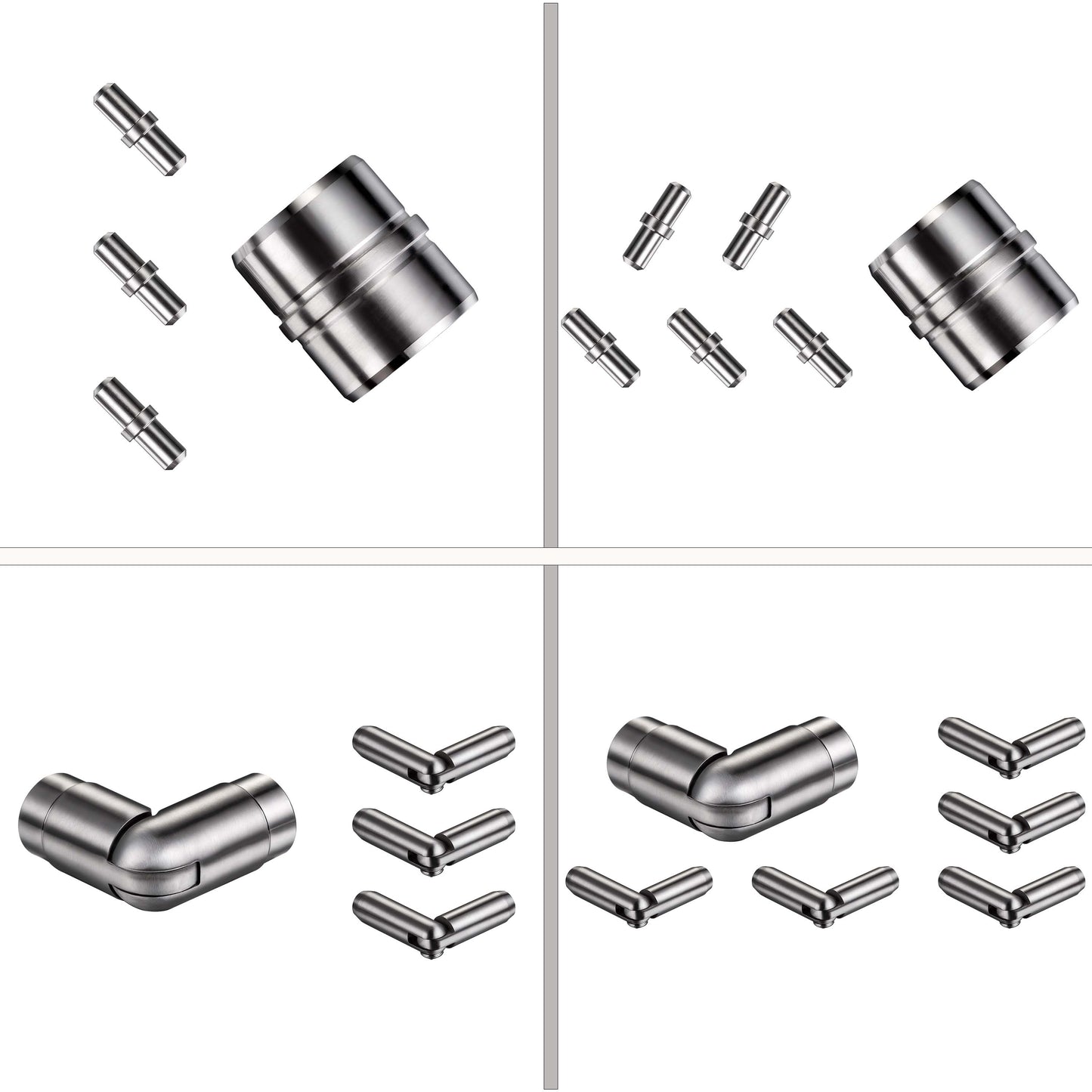 AICA Conector para barandilla de acero inoxidable 304 - Ángulo ajustable, Diámetro 42.2/42,4 mm, para barandillas con 3/5 barras transversales