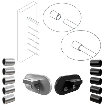 Kit de fijación mural para barandilla de aluminio, negro mate / plata mate, para fijar el extremo del tubo a la pared