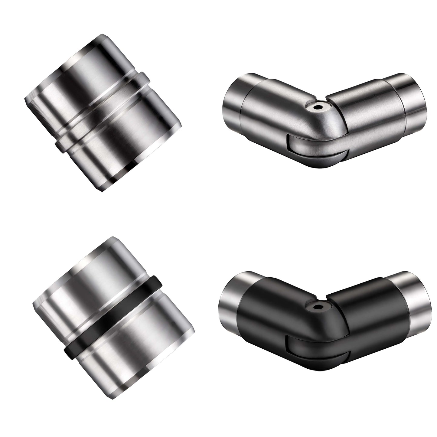 AICA Conector para pasamanos de acero inoxidable 304, Diámetro 42,2/42.4 mm, Plata/Negro, utilizado para conectar múltiples secciones de pasamanos