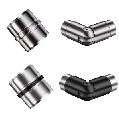 AICA Conector para pasamanos de acero inoxidable 304, Diámetro 42,2/42.4 mm, Plata/Negro, utilizado para conectar múltiples secciones de pasamanos