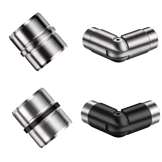 AICA Conector para pasamanos de acero inoxidable 304, Diámetro 42,2/42.4 mm, Plata/Negro, utilizado para conectar múltiples secciones de pasamanos