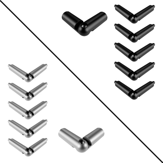 Kit de conexión universal para barandillas de aluminio, color negro mate o plata mate, válido para ángulos rectos y multidireccional