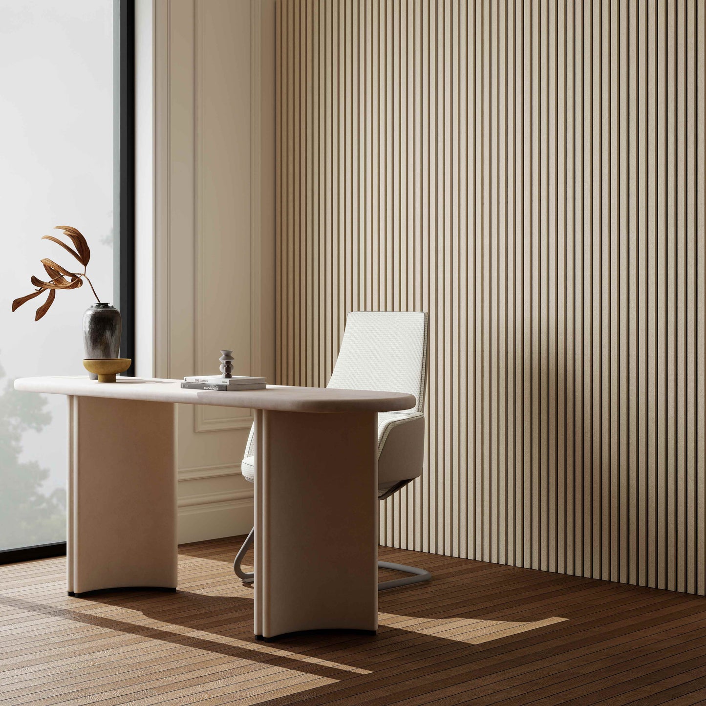 Paneles acústicos decorativos de MDF para paredes - Set de 2/3 Unidades - 260x30 cm - Color roble natural/claro/oscuro/nogal/gris claro