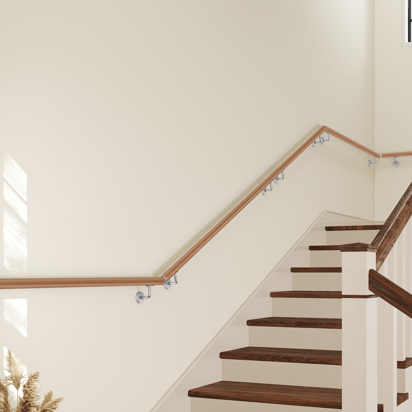 AICA Pasamanos de acero inoxidable 304 cepillado, 80/100/120/150/180/200/220/240 cm, Interior y Exterior#Marrón