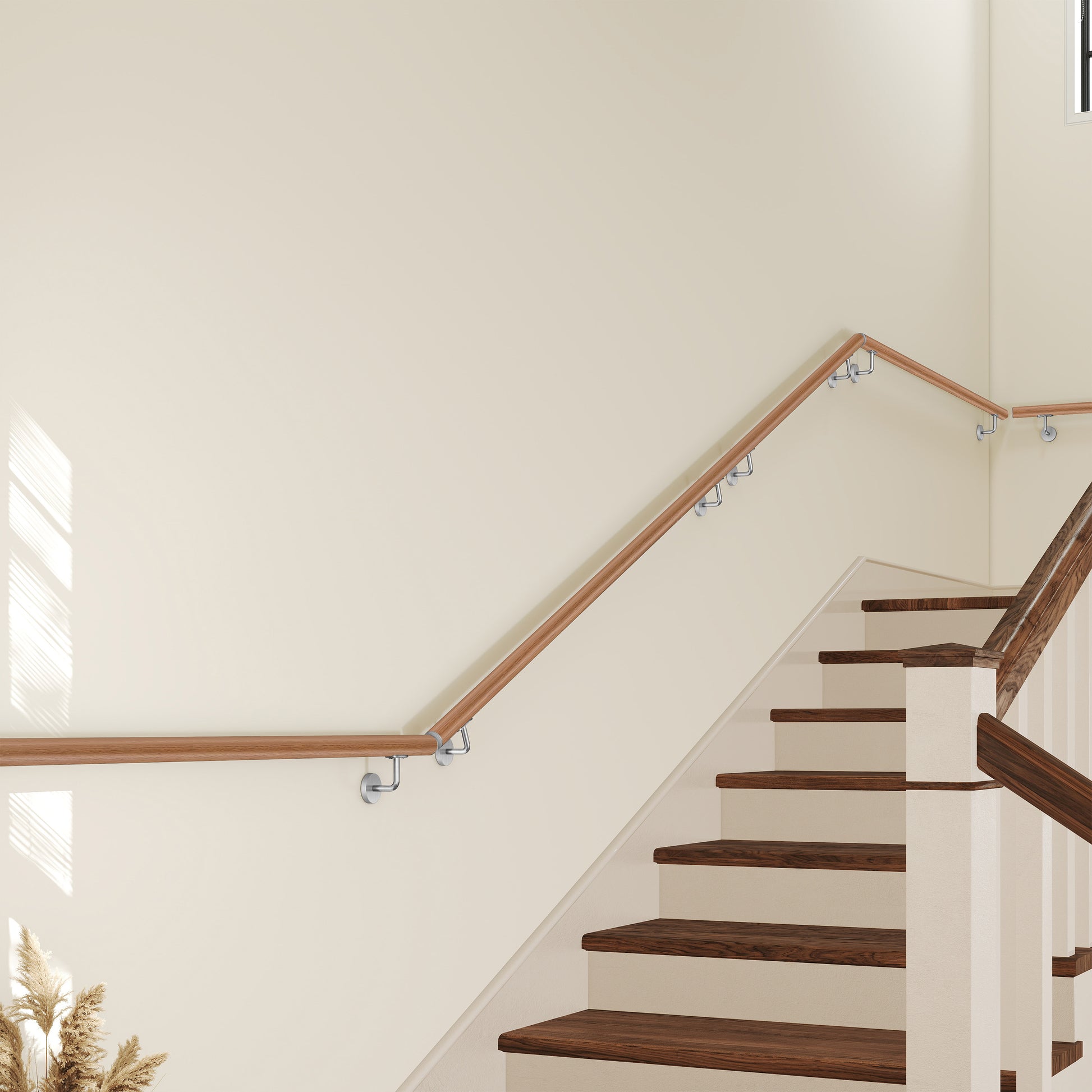 AICA Pasamanos de acero inoxidable 304 cepillado, 80/100/120/150/180/200/220/240 cm, Interior y Exterior#Marrón
