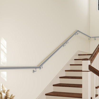 AICA Pasamanos de acero inoxidable 304 cepillado, 80/100/120/150/180/200/220/240 cm, Interior y Exterior#Plata