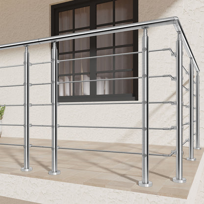 AICA Barandilla escalera de acero inoxidable 80/100/120/150/180/200/220/240 cm con 5 barras transversales para interior