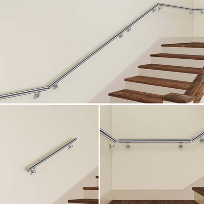 AICA Pasamanos de acero inoxidable 304 cepillado, 80/100/120/150/180/200/220/240 cm, Interior y Exterior#Plata