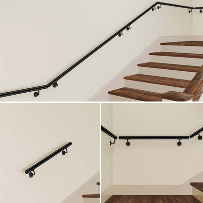 AICA Pasamanos de acero inoxidable 304 cepillado, 80/100/120/150/180/200/220/240 cm, Interior y Exterior#Negro