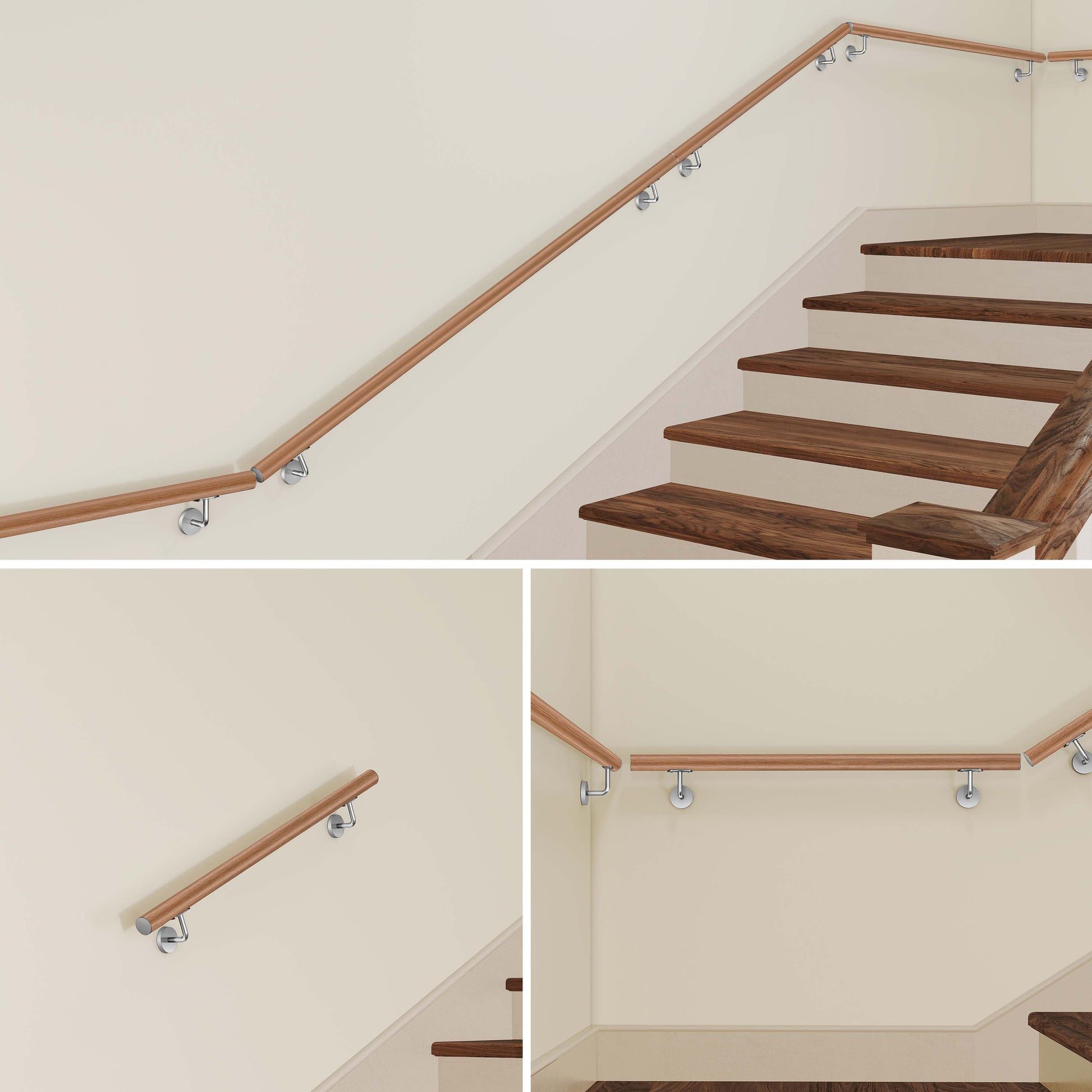 AICA Pasamanos de acero inoxidable 304 cepillado, 80/100/120/150/180/200/220/240 cm, Interior y Exterior#Marrón