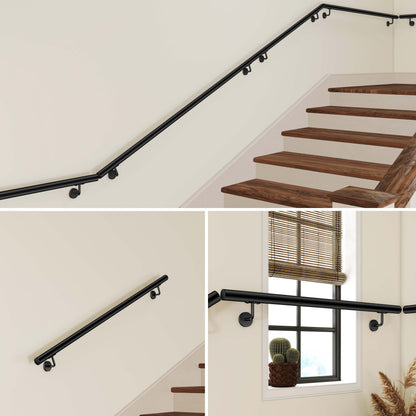 AICA Pasamanos de acero inoxidable 304 cepillado, 80/100/120/150/180/200/220/240 cm, Interior y Exterior#Negro